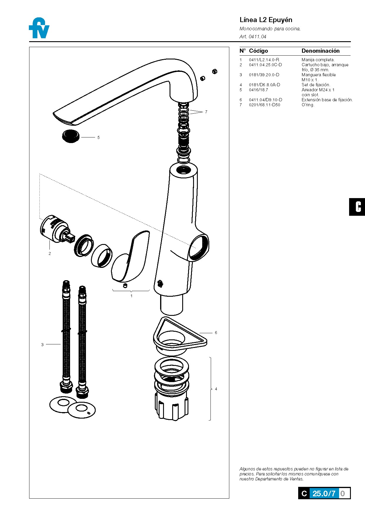 Monocomando Lavaplatos Epuyen - Z411.04/L2-CR - Imagen 5
