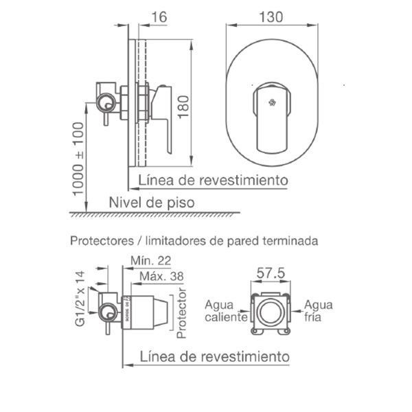 Monocomando Ducha Abelia - Z108/B8.0-CR - Imagen 3
