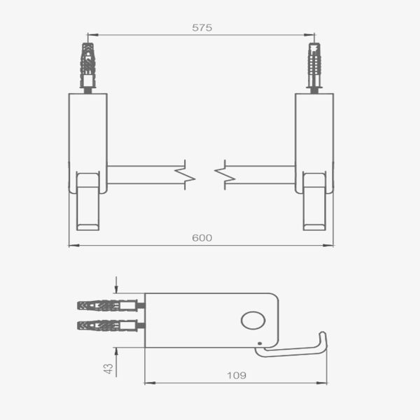 Toallero Barral Recto Con Percha Doble - Z164.01/Y1-BAI - Imagen 2
