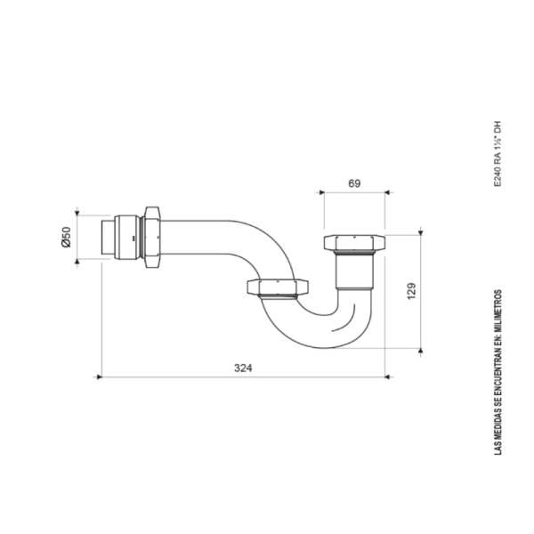 Sifón Plástico En P -Lavaplatos 1 1/2” - C240 RA 1 1/2-BL - Imagen 2