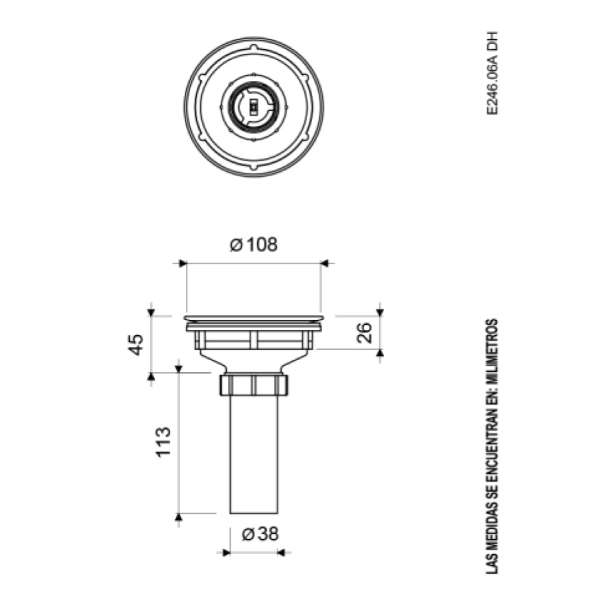 Desagüe Metálico Canastilla 1 1/2” X 3 1/2” - E246.06 CR - Imagen 2