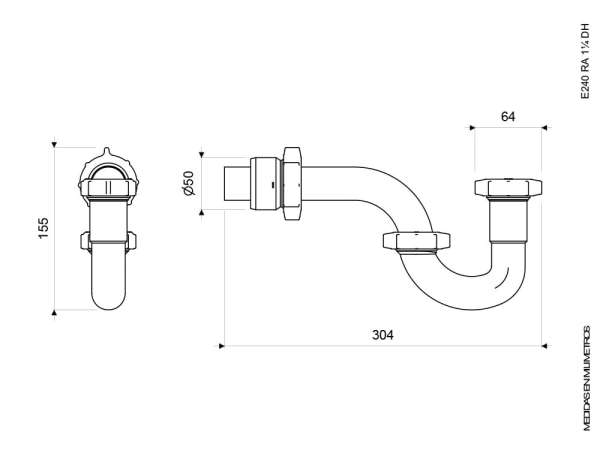 Sifón Plástico En P para Lavamanos 1 1/4” - C240 RA 1 1/4″: - Imagen 2