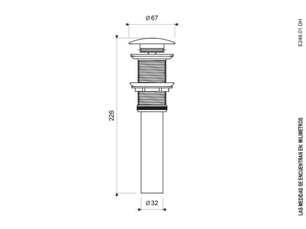 Desagüe Push Generico Lavamanos con Rebose - C248.01 CR - Imagen 3
