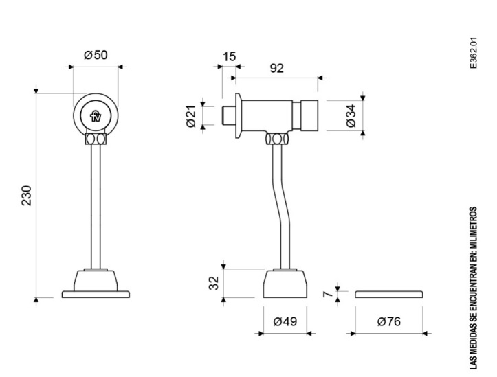 Llave Automática Ecomatic Orinal - Z362.01-CR - Imagen 2